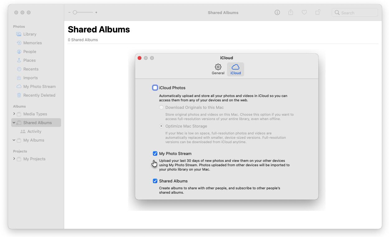 Photo Stream on macOS Photos Preferences