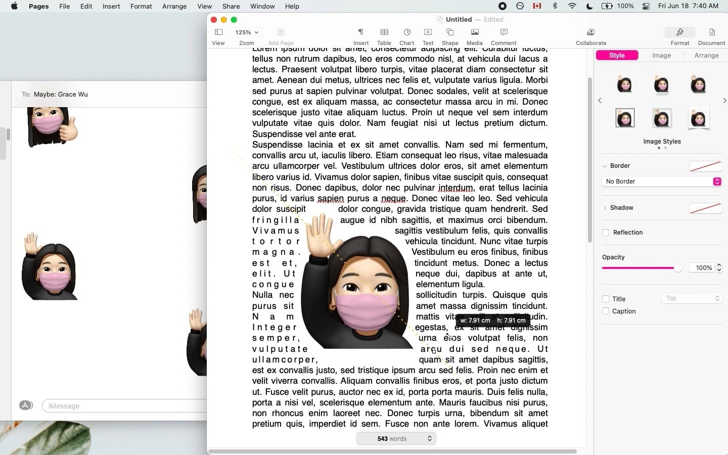 memoji on pages