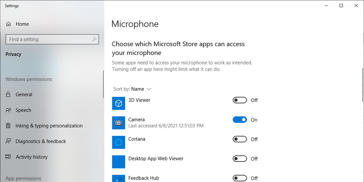 Microphone's settings in Windows 10