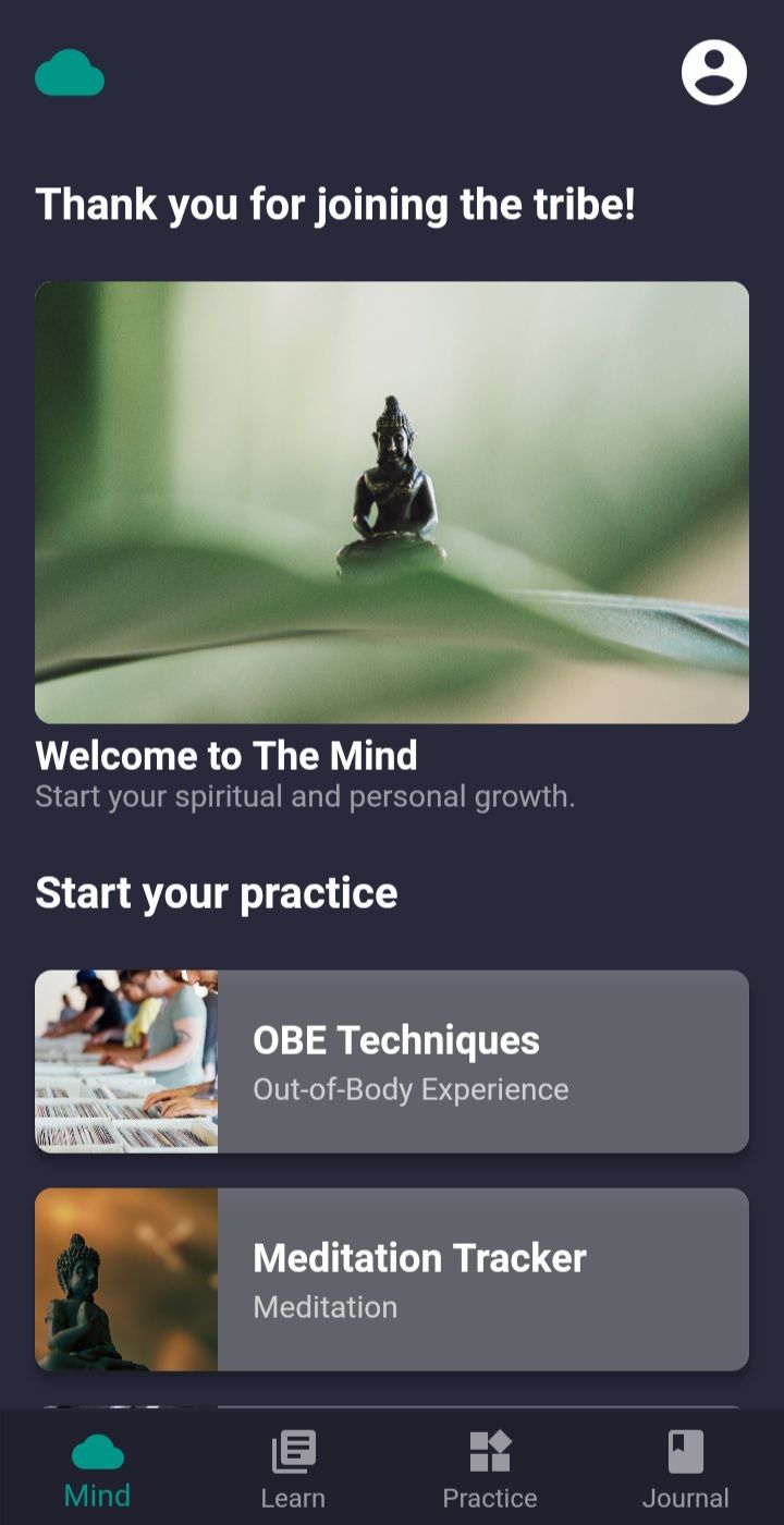 mind app homepage screenshot