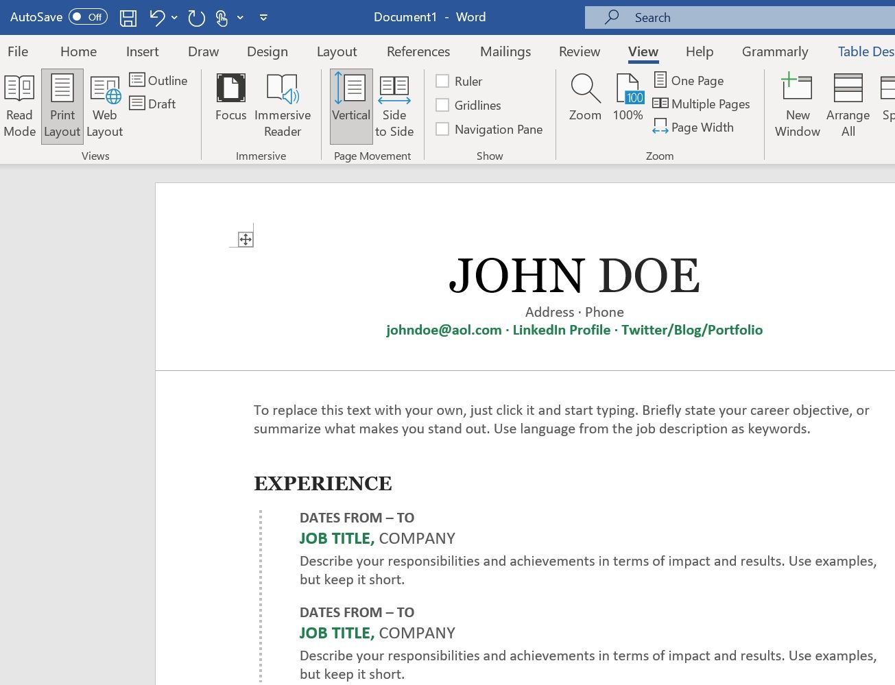 how to create resume in microsoft word 2007