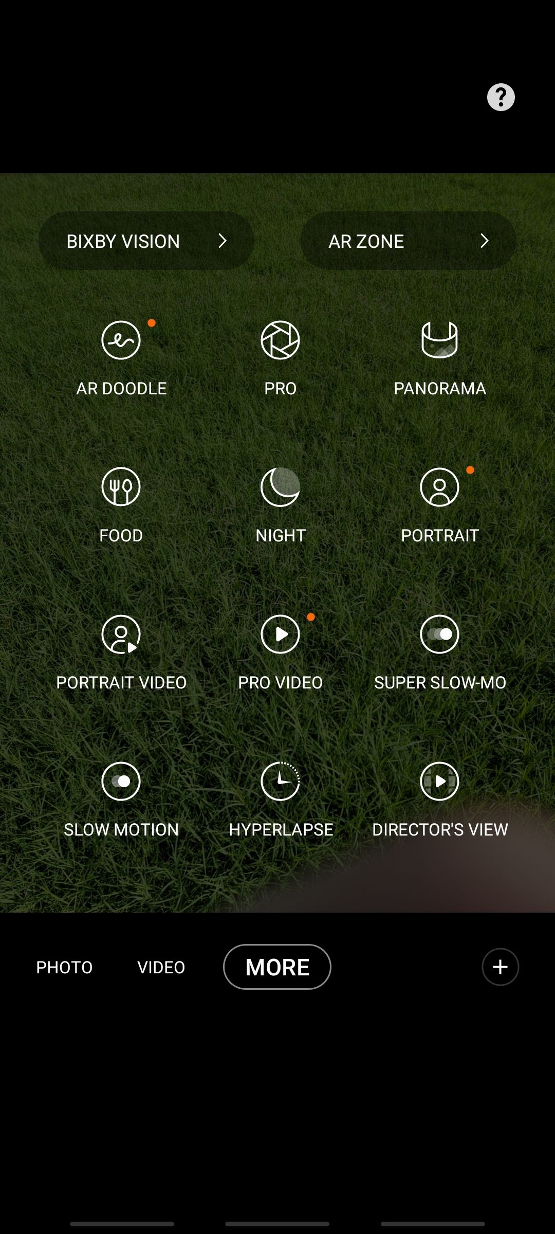 more menu on camera app of s21 galaxy ultra