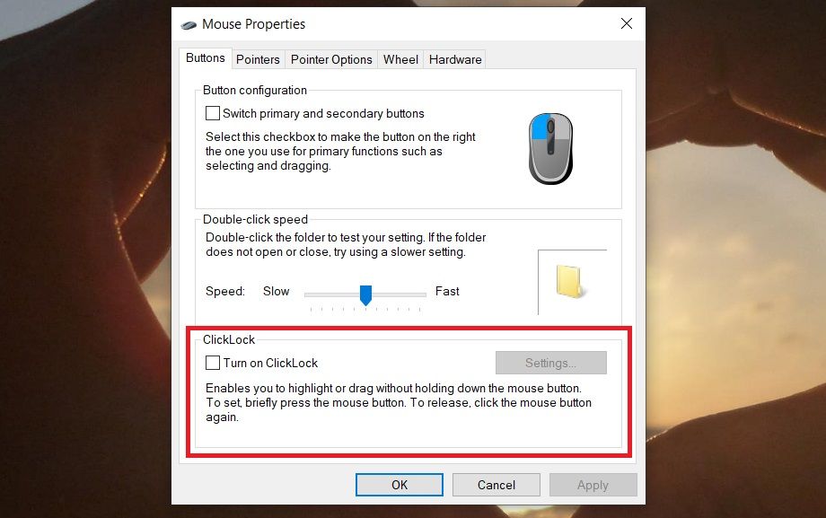 right and left click not working windows 10