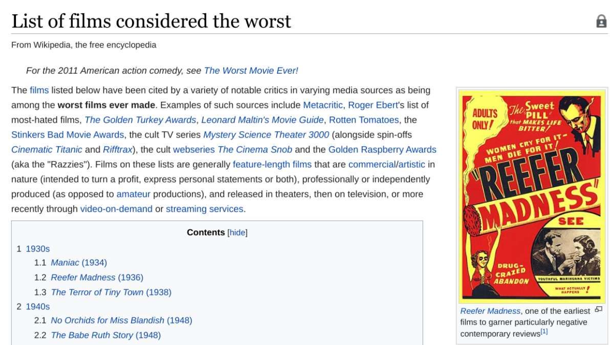 Wikipedia's List of Films considered the Worst is a great place to find movies that fall into the category of "so bad it's good"