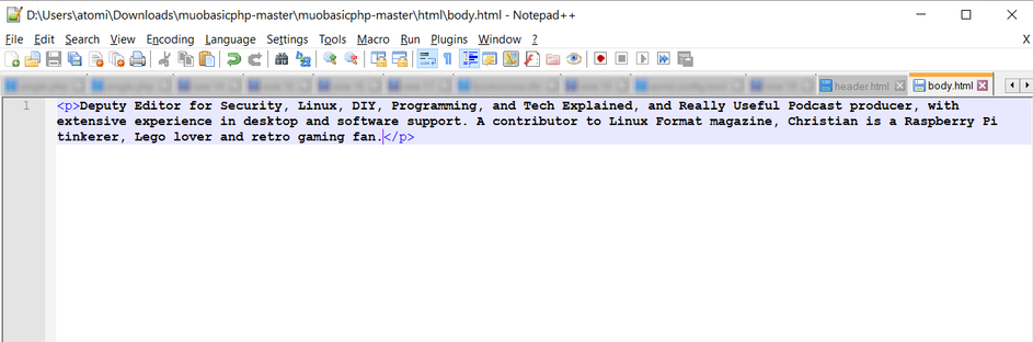 Bước 2: Cập nhật nội dung vào phần body của trang web PHP