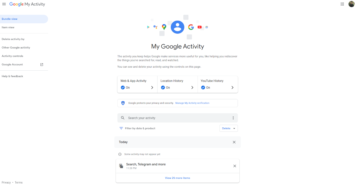 google history delete all my activity on laptop