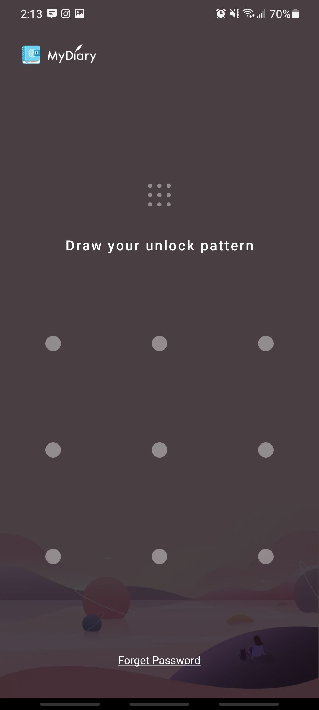 mydiary app lock screen