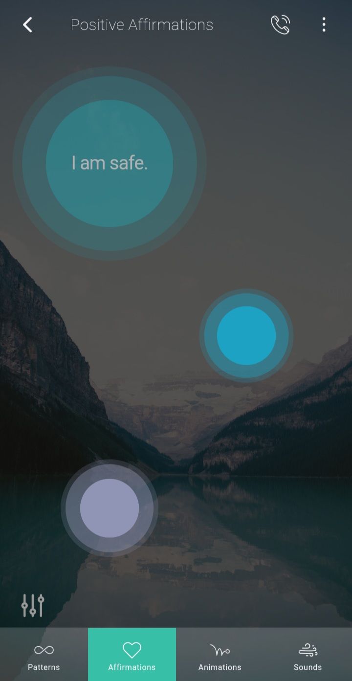 my safe zone affirmations page screenshot