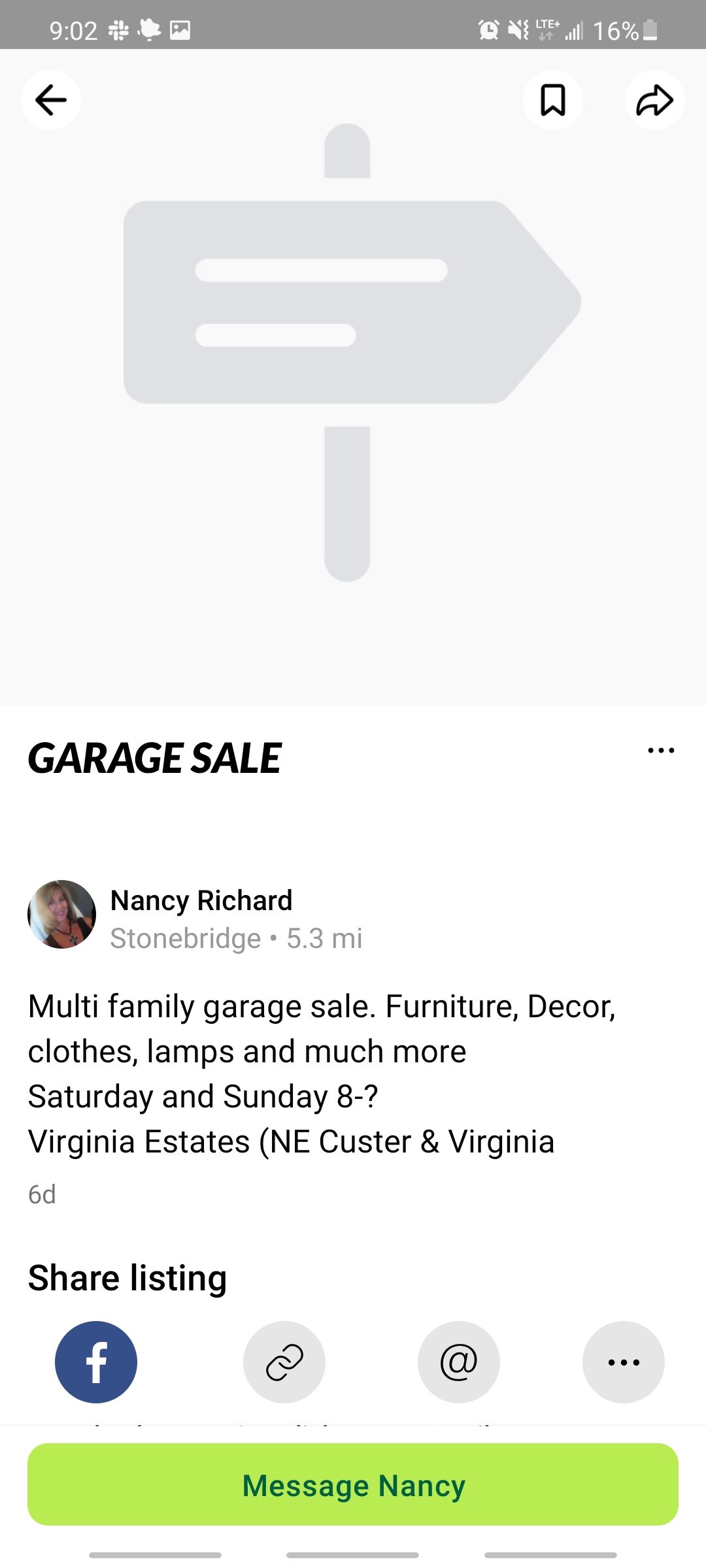 nextdoor showing a garage sale near me