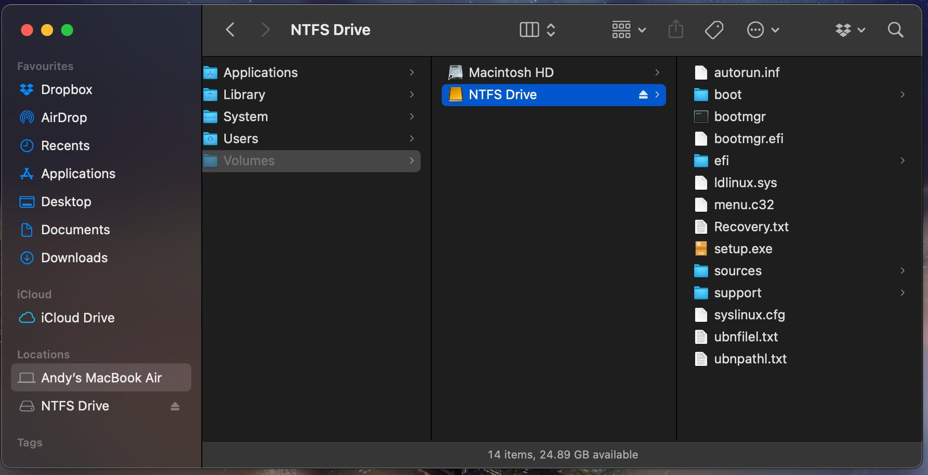 ntfs drive in finder