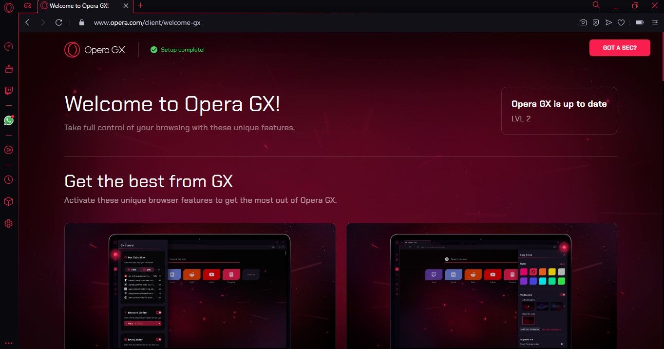 Opera GX Homepage