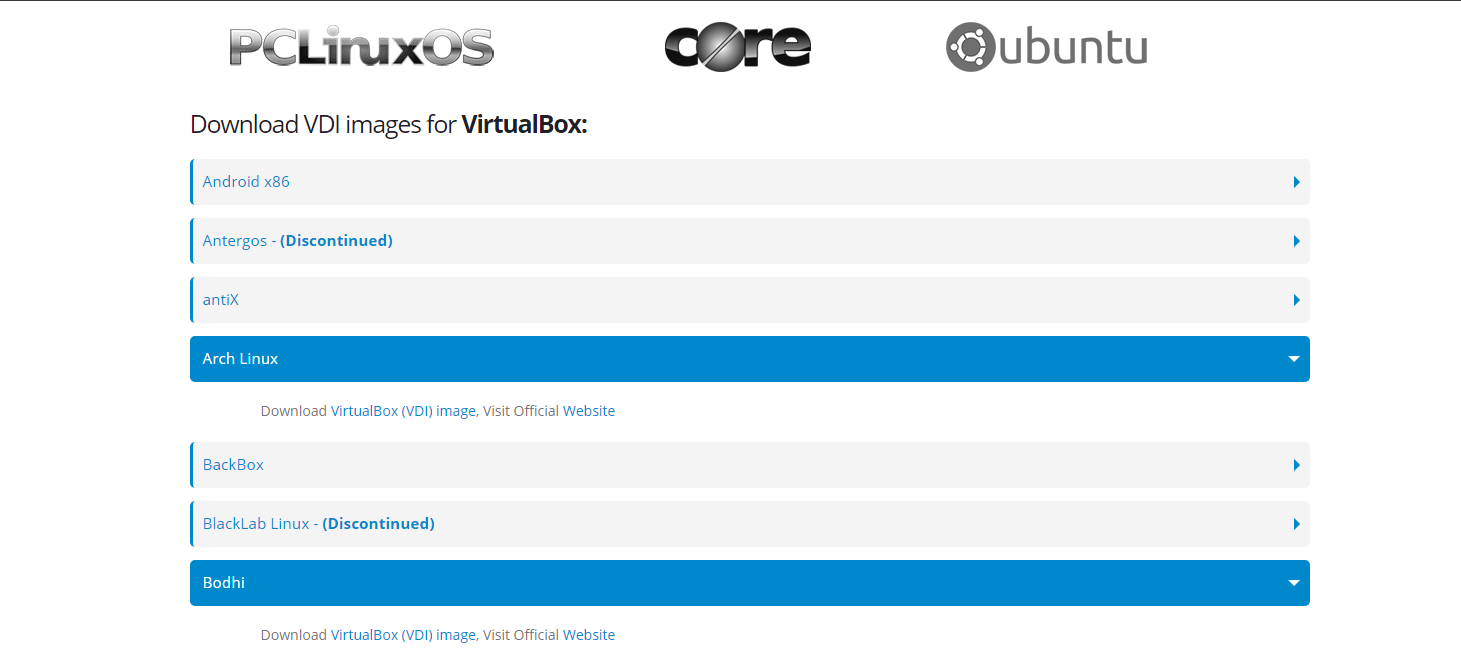 os boxes virtual machines repo - I 4 migliori siti per scaricare immagini di dischi virtuali per VirtualBox