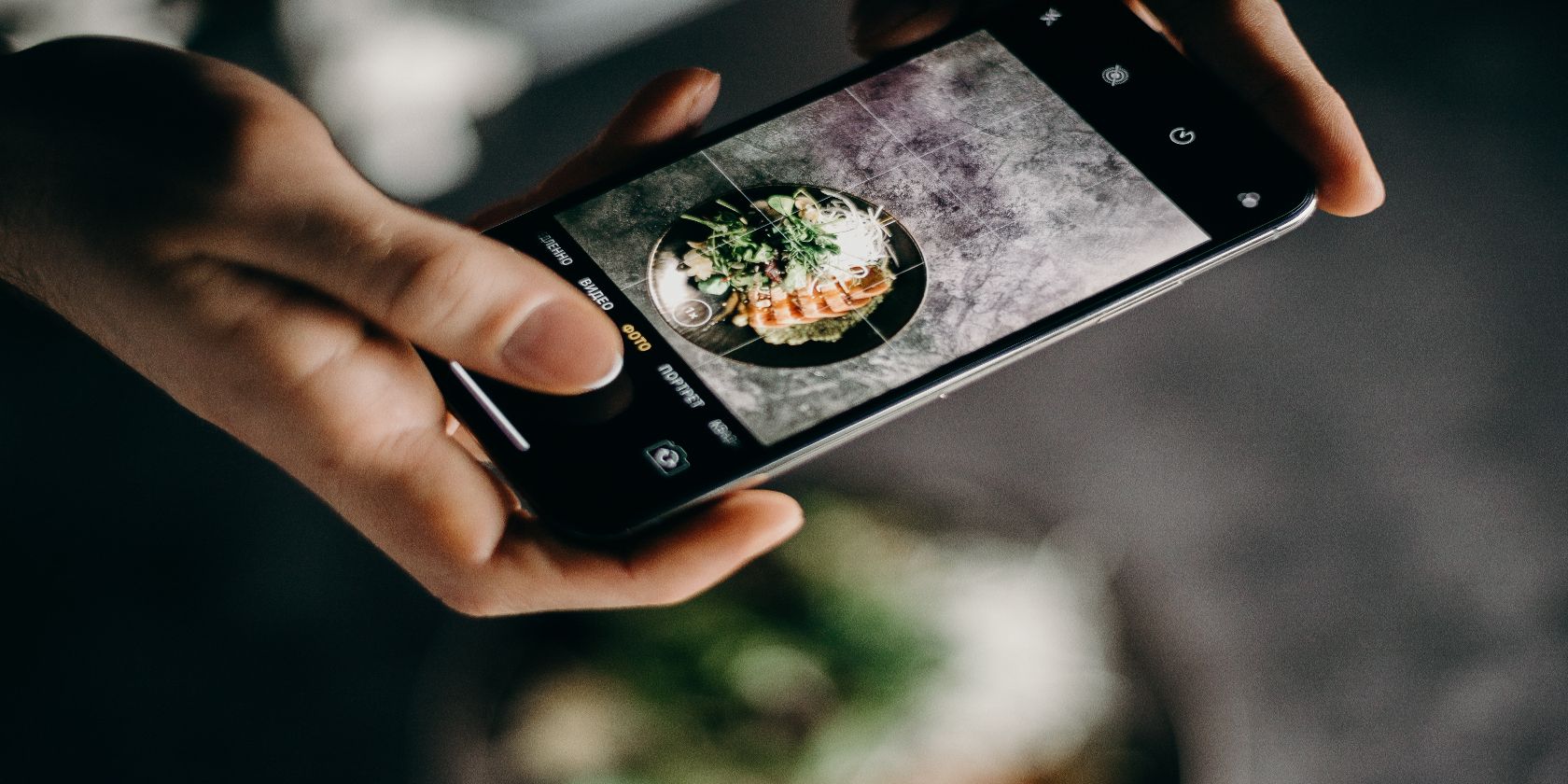 smartphone camera taking picture of food