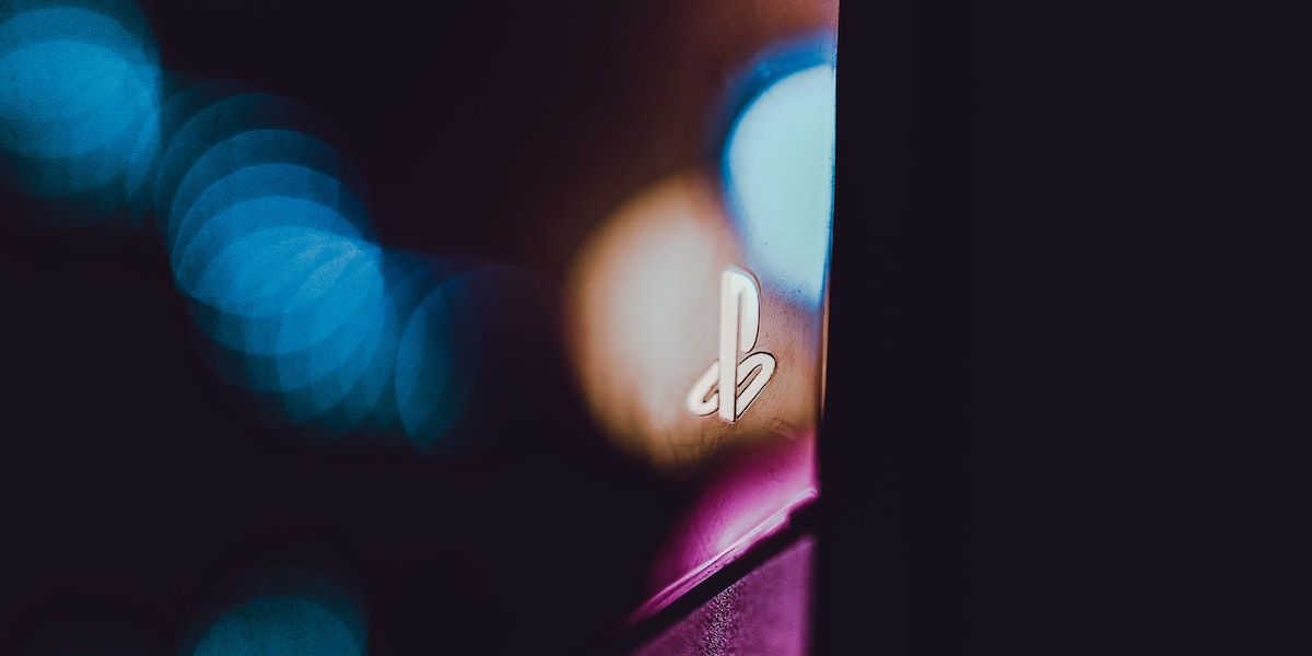 The Sony logo on a PS4