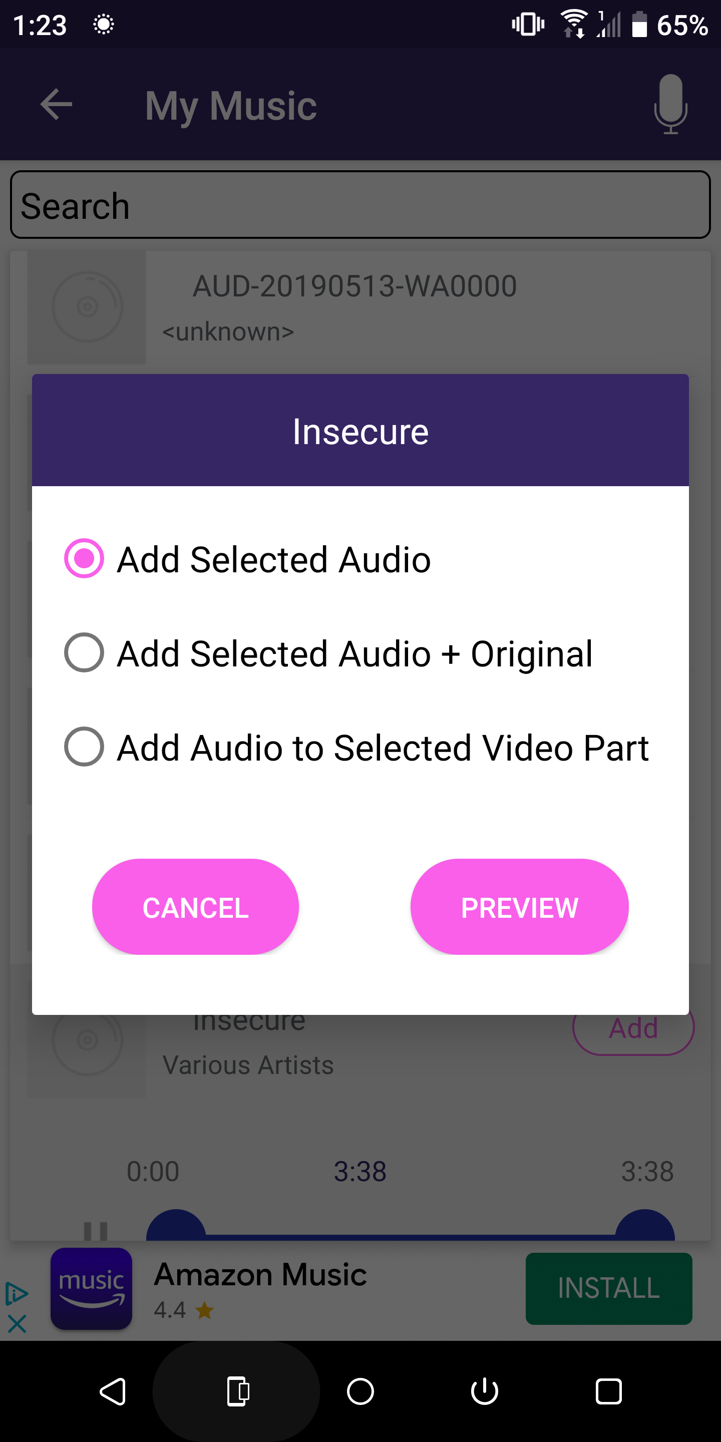replace audio in video
