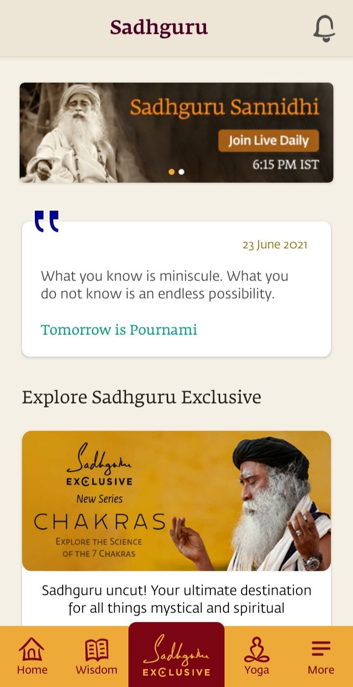 sadhguru home page screenshot