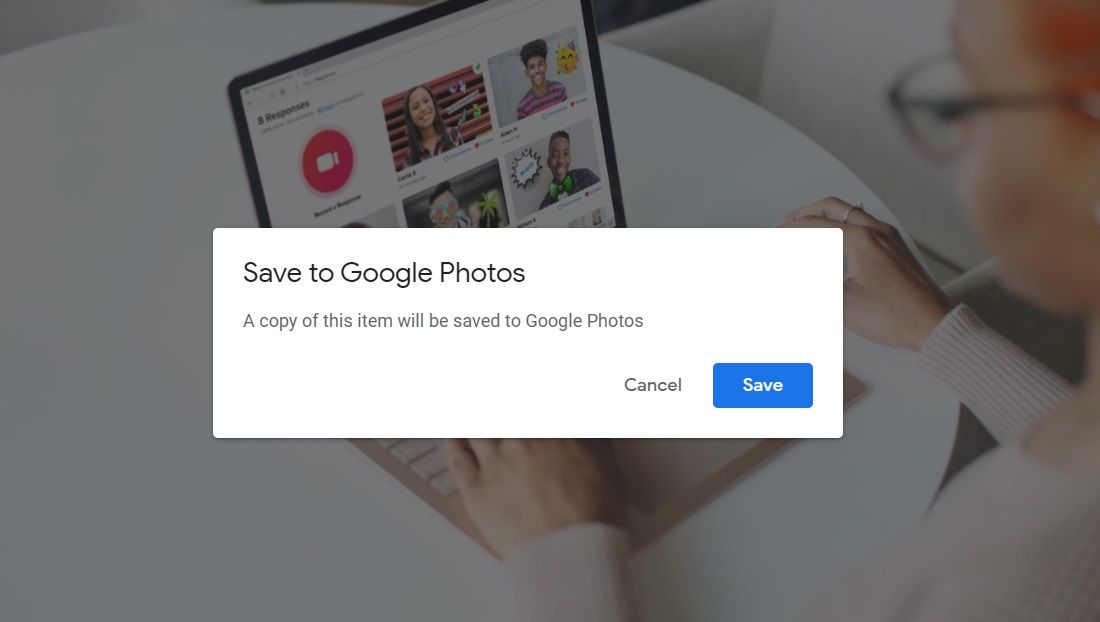 Save to Google Photos pop-up dialog box
