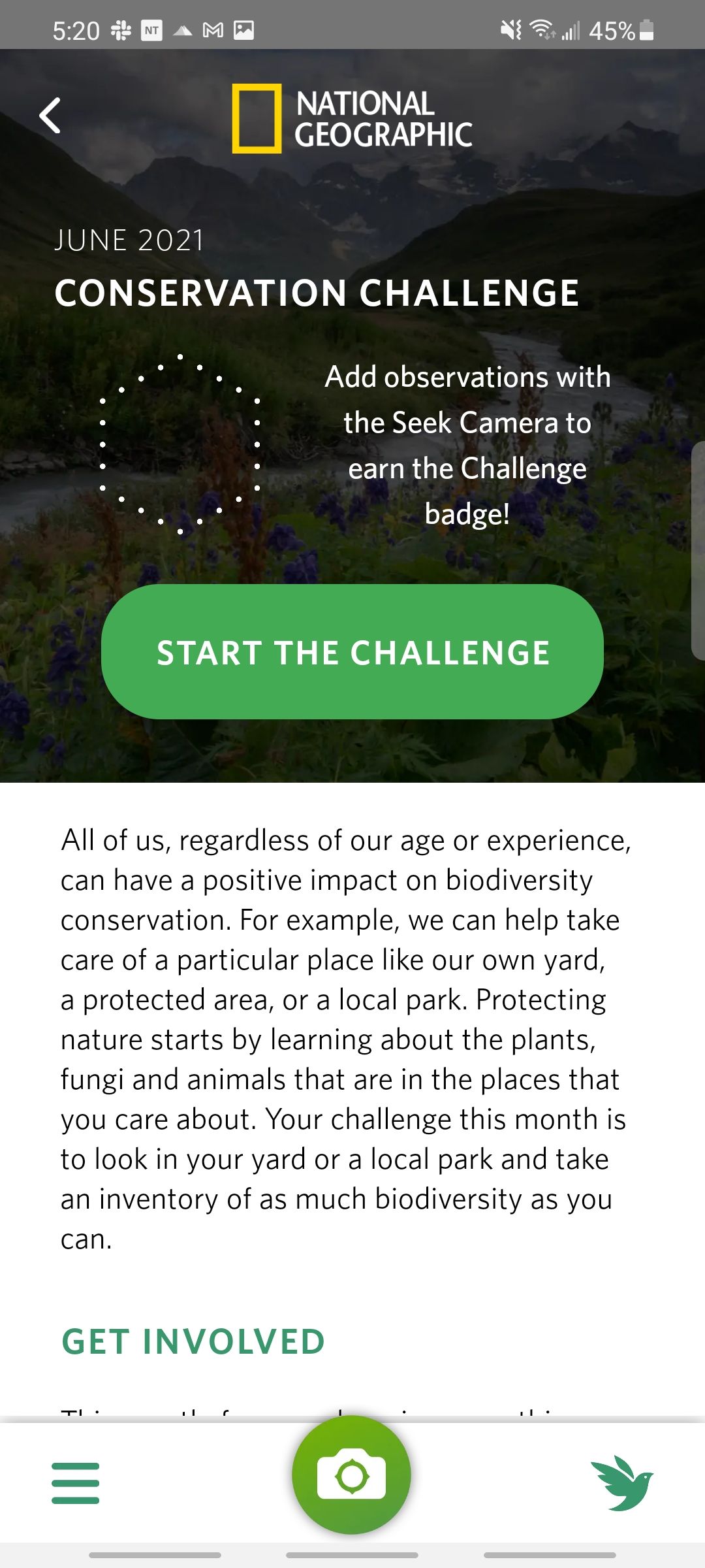 seek app conservation challenge by national geographic