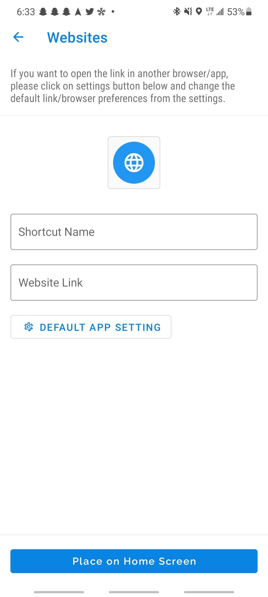 shortcut maker app creating a website link shortcut