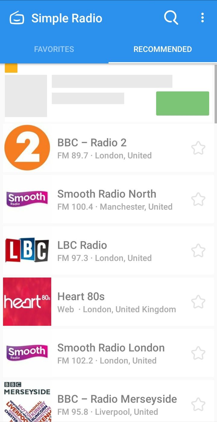 simple radio home page screenshot