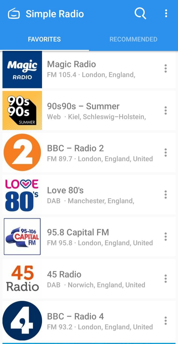simple radio favorites screenshot