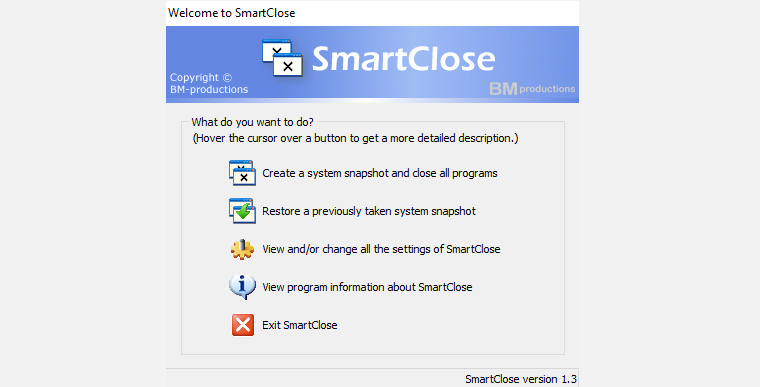 smartclose-main-menu
