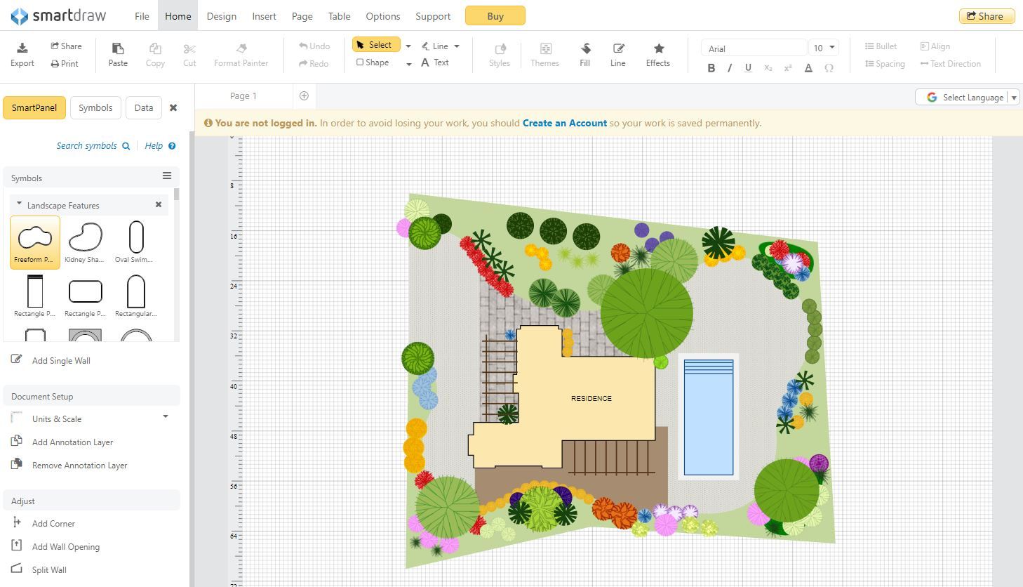 SmartDraw landscape design