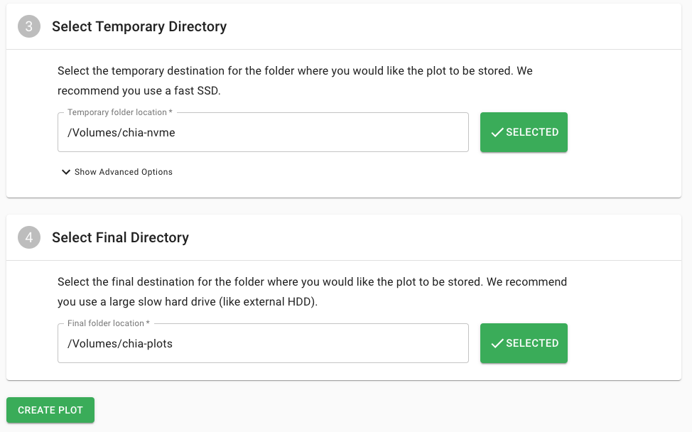 steps 3-4 of creating a new chia wallet