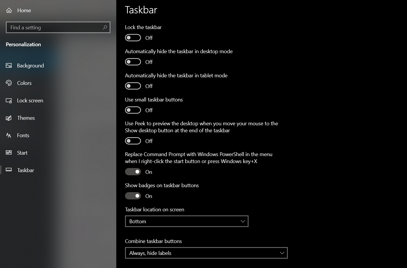 taskbar settings windows 10 - Come centrare le icone della barra delle applicazioni in Windows 10
