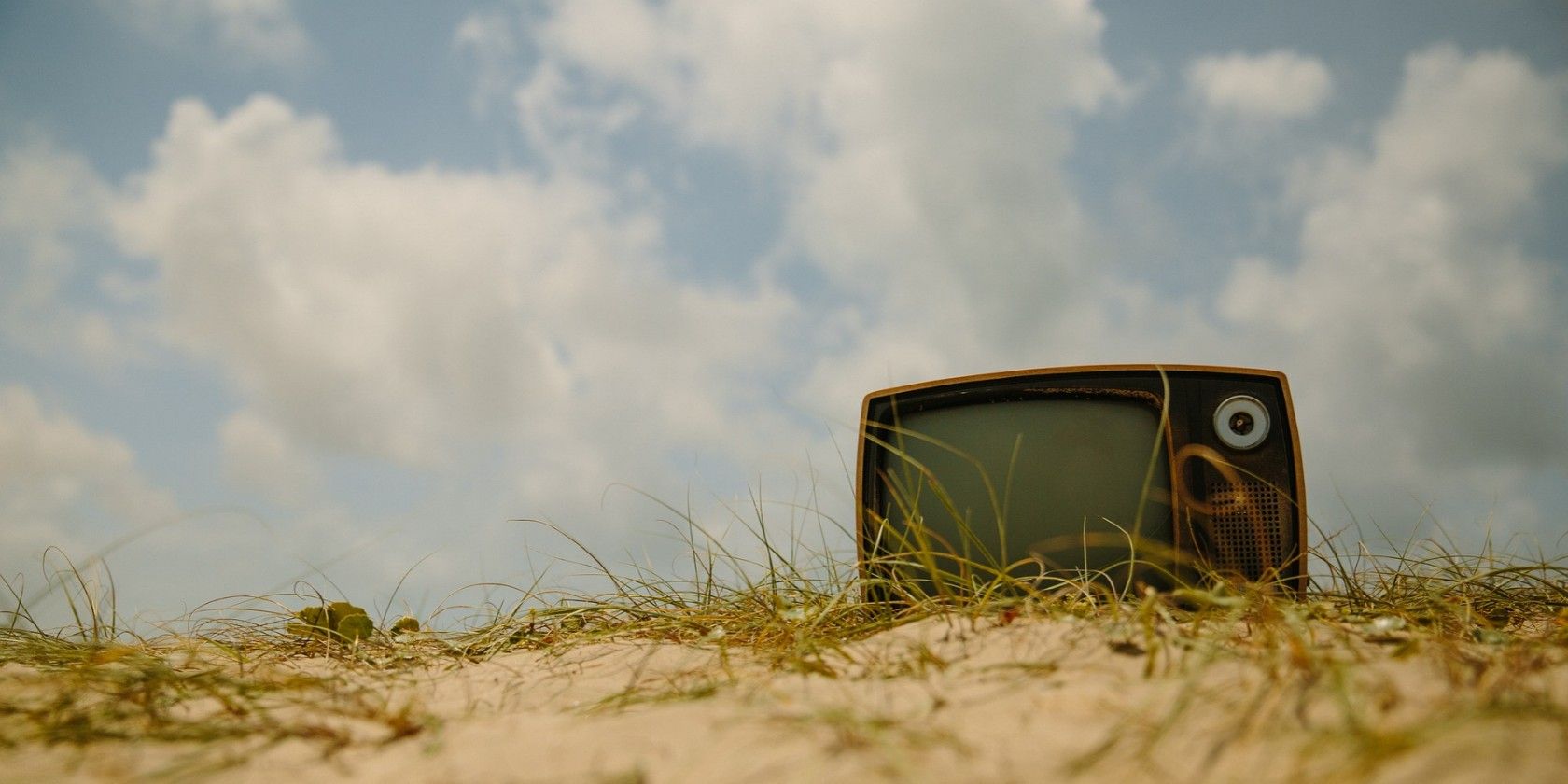 old television on beach