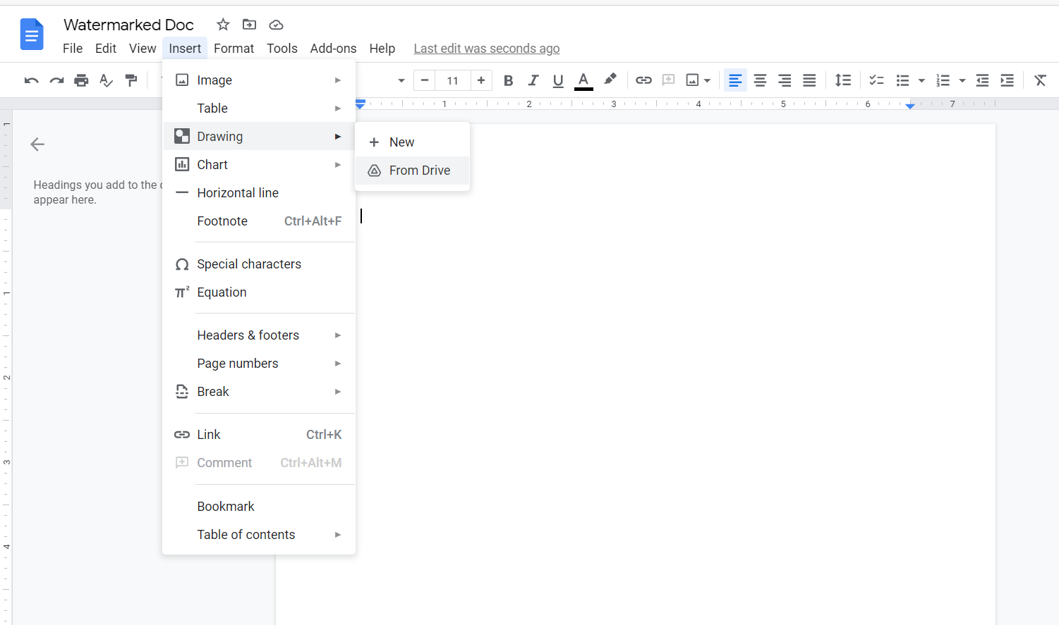 Inserting Google drawing document to Google Doc