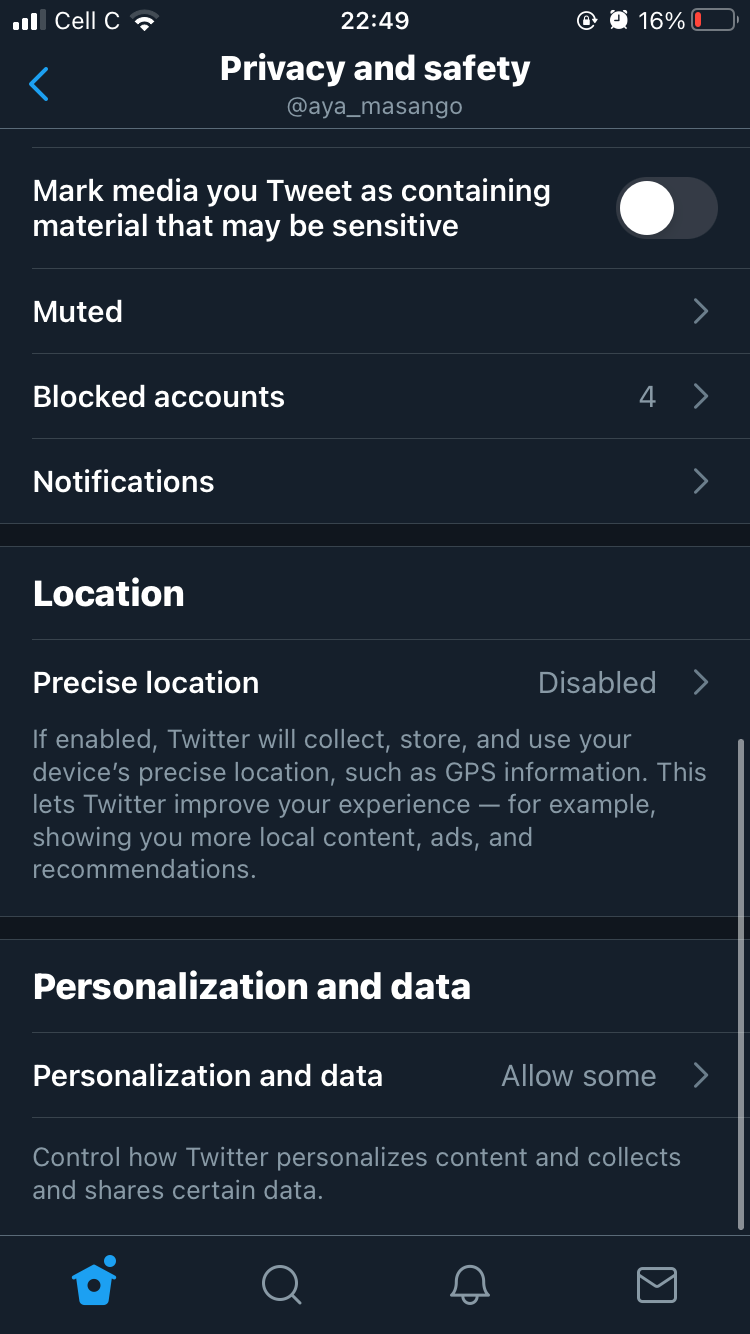 screenshot of twitter ads personalization and data settings