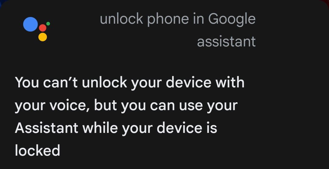 unlock phone with google assistant error