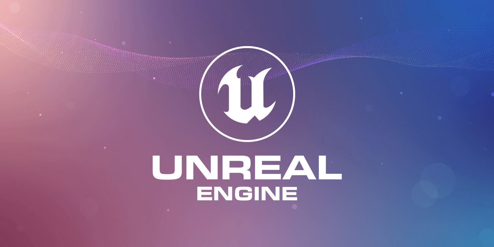 Unreal Engine While Logo on Red Blue Gradient Background