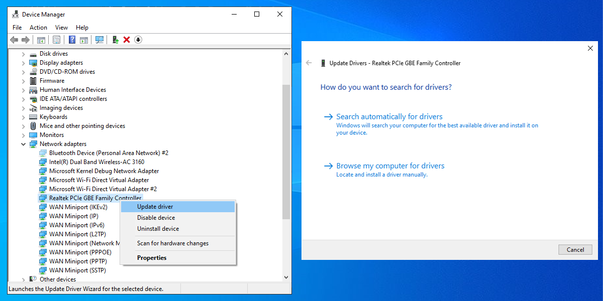 Device manager in Windows 10