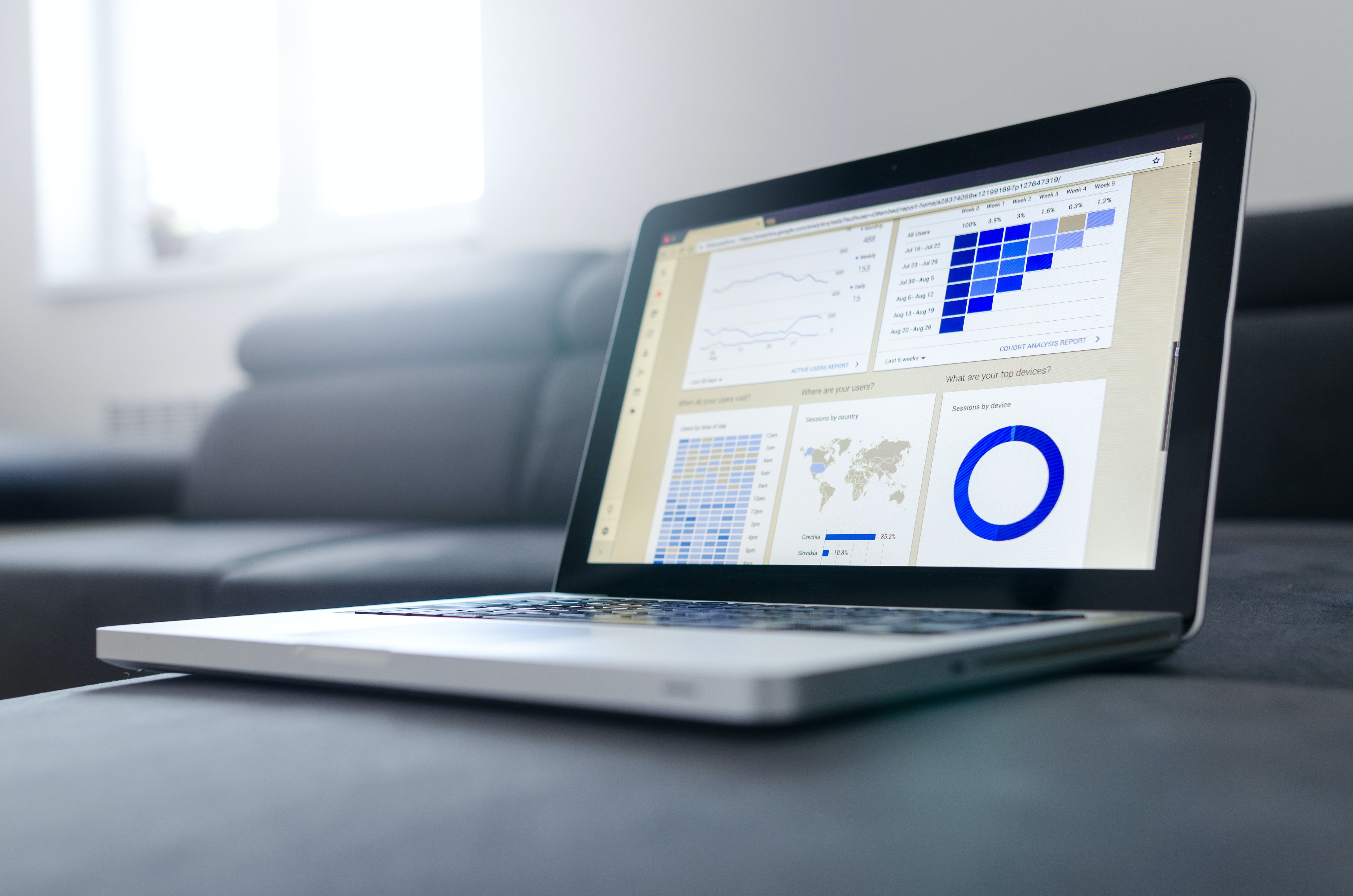 Financial statements on a laptop screen