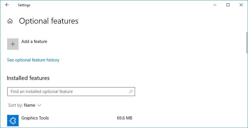 windows 10 optional features