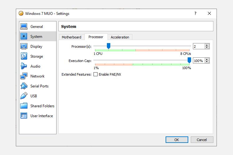 windows 7 virtual machine processors