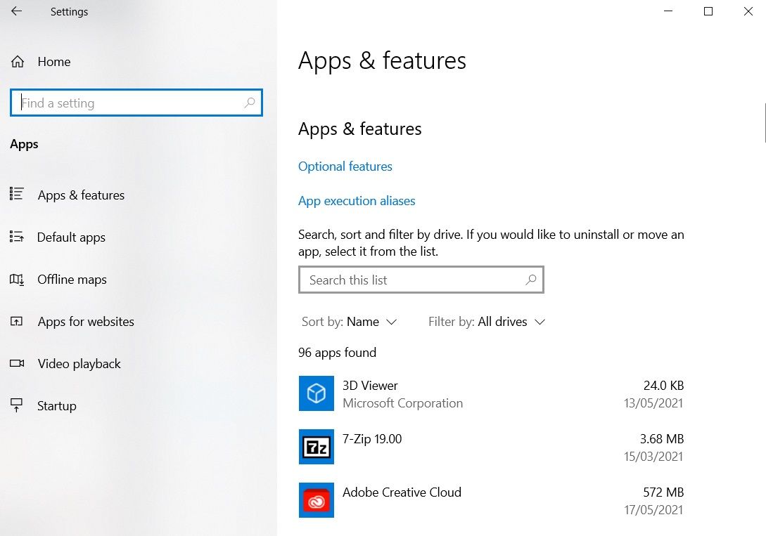 windows settings apps - Come risolvere il pulsante sinistro del mouse che non funziona su Windows 10