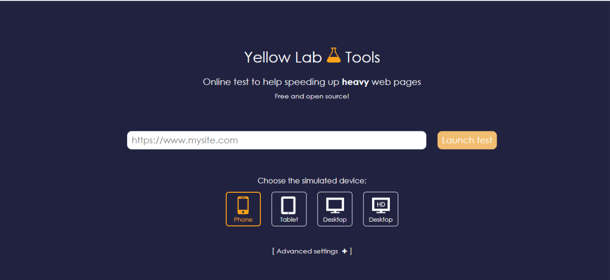 Yellowlab WordPress speed test tool