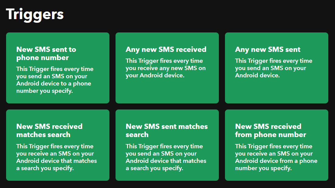 IFTTT Triggers Android SMS