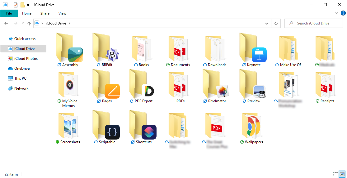 iCloud Drive on File Explorer.