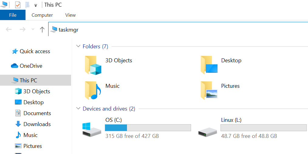 Launch Task Manager from File Explorer