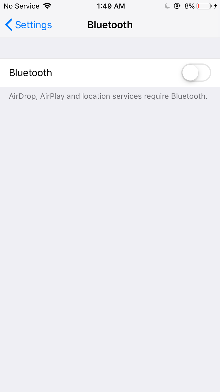 Deshabilitar Bluetooth en un iPhone