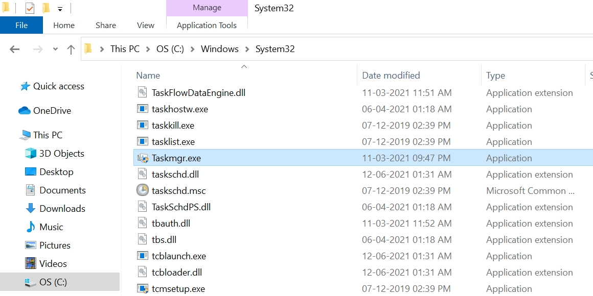 Open Task Manager's executable file