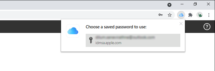 iCloud Passwords extension auto-filling passwords in Chrome.