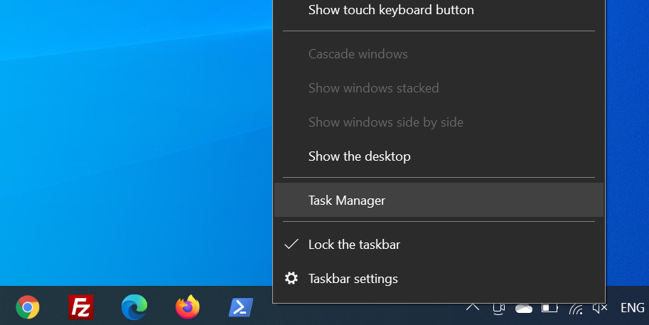 Use taskbar to launch Task Manager