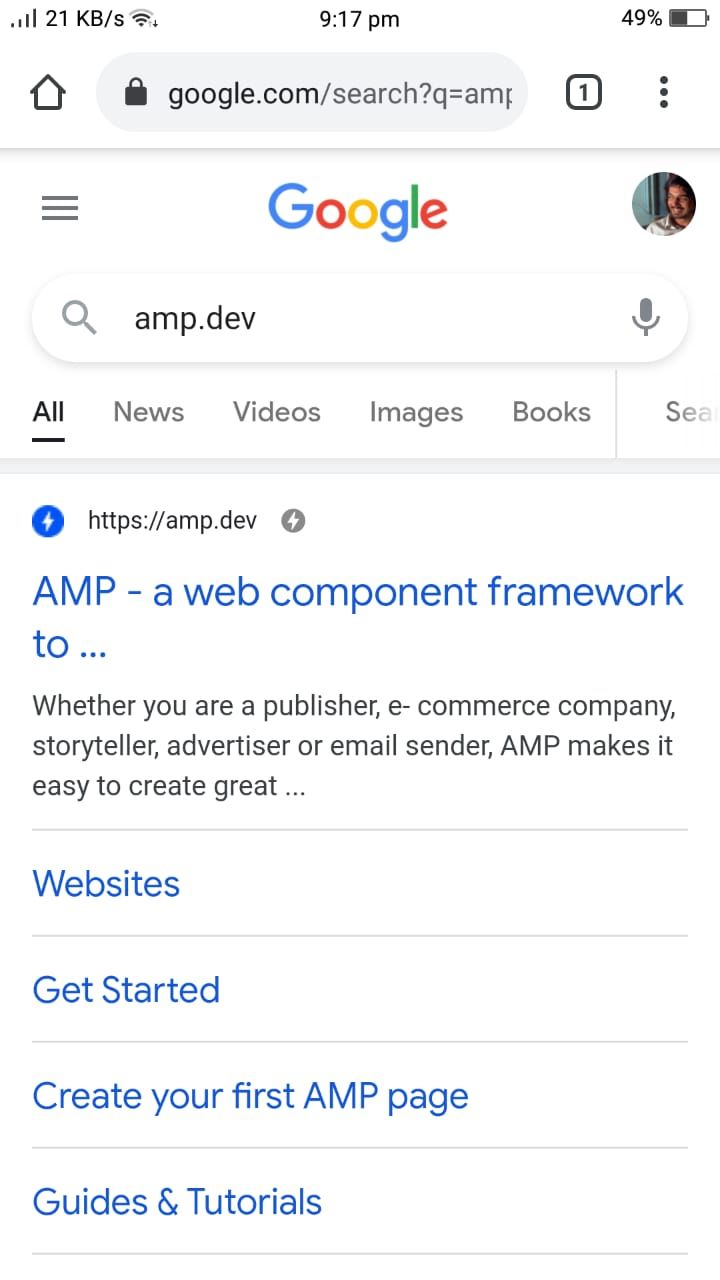 AMP Search Result on Google Search