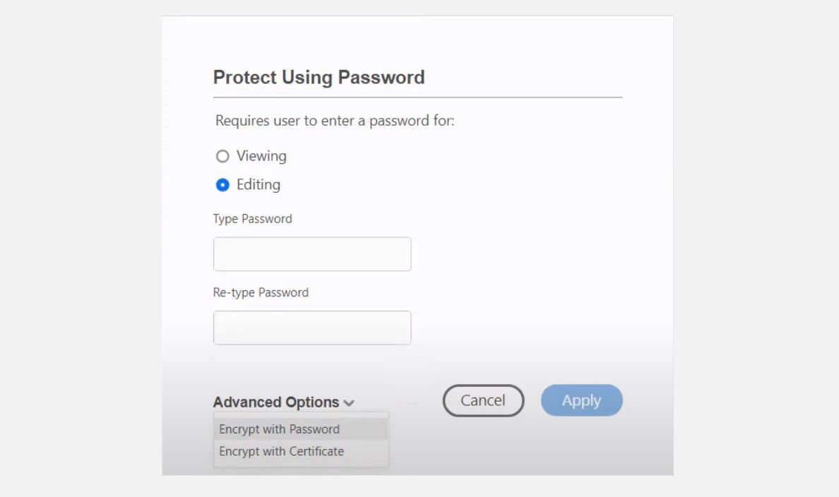 Acrobat Adobe Choose Password