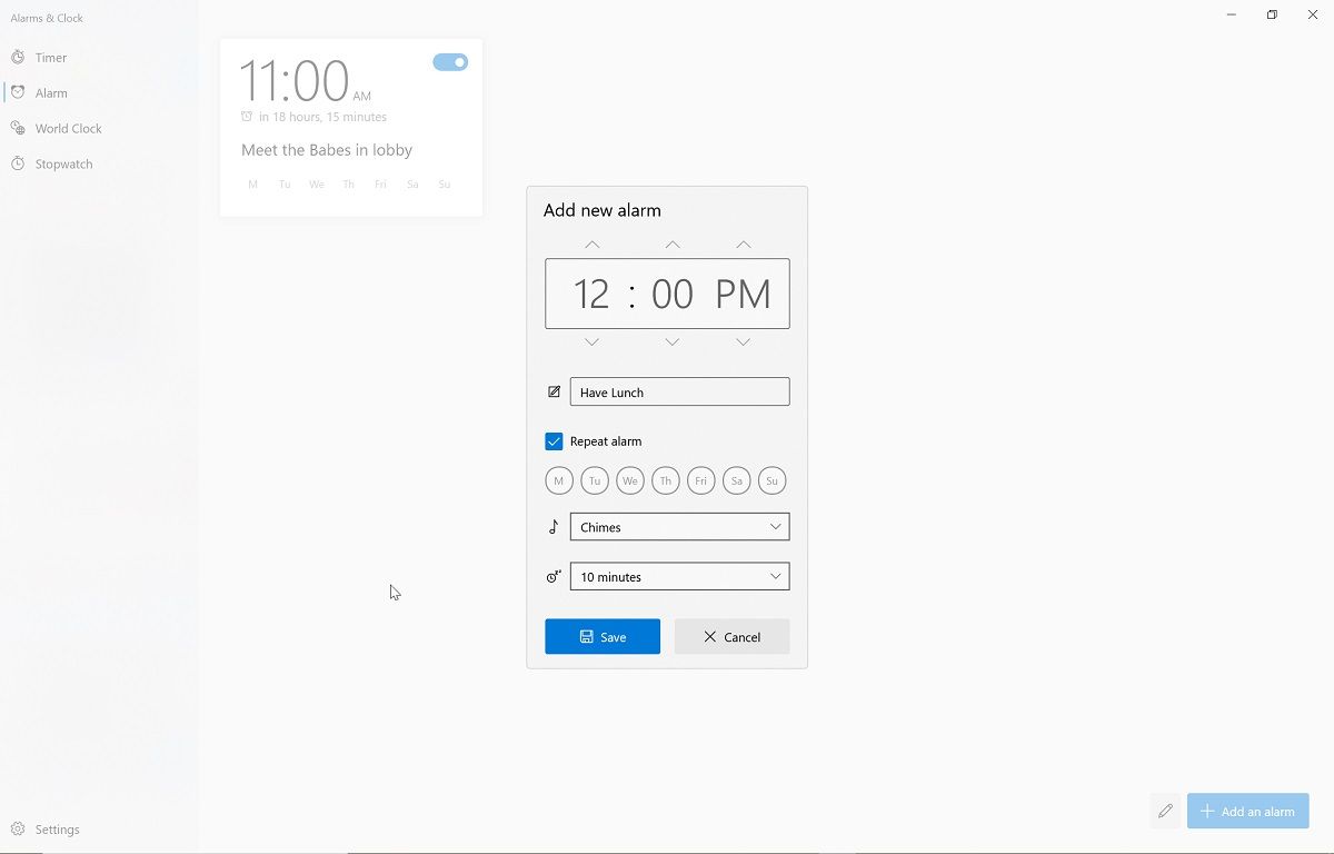 Alarm1 - Come utilizzare l’app Sveglia e Orologio mondiale su Windows 10